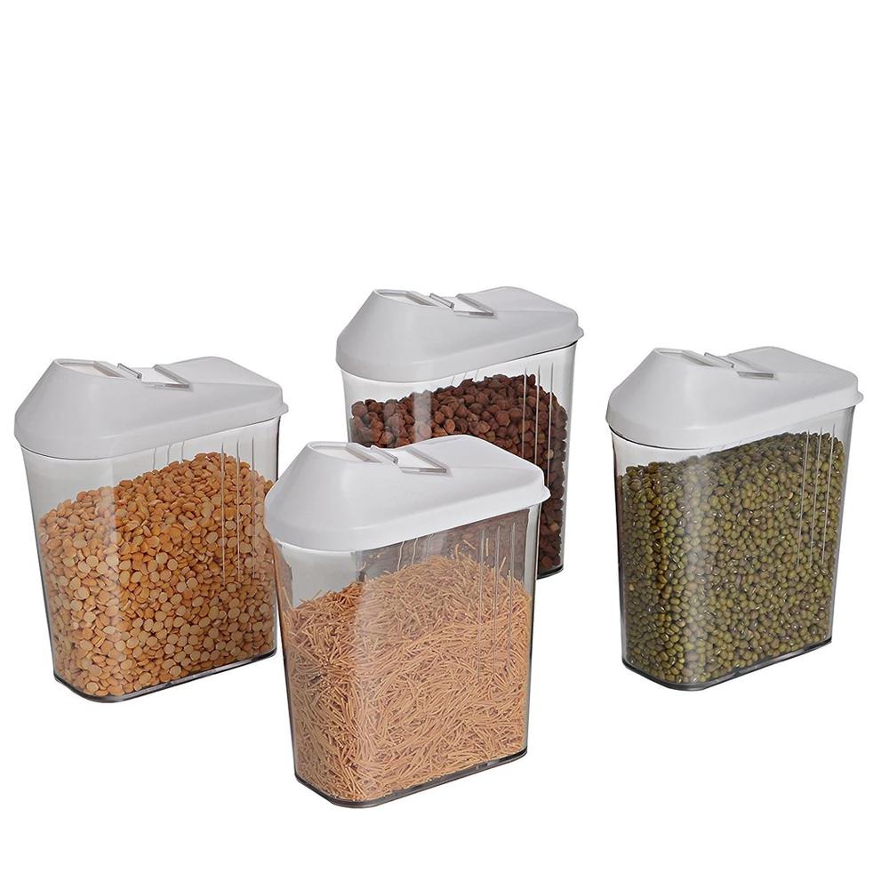 Plastic Easy Flow Storage Jar With Lid (750ml Set Of 6)