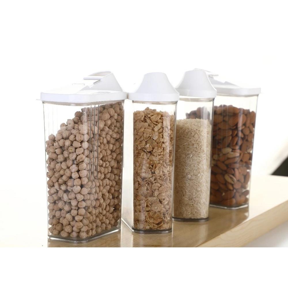 Plastic Easy Flow Storage Jar With Lid (750ml Set Of 6)