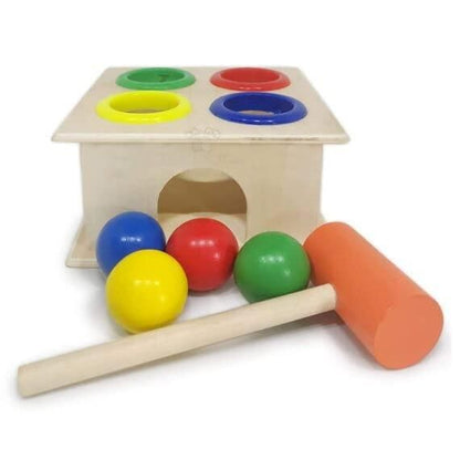 Wooden Hammer Ball Bench with Box Case Toy Set