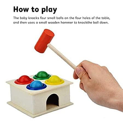 Wooden Hammer Ball Bench with Box Case Toy Set