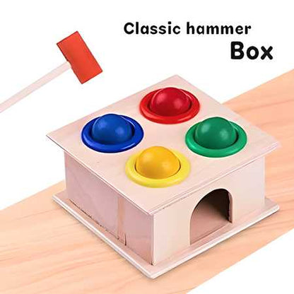 Wooden Hammer Ball Bench with Box Case Toy Set