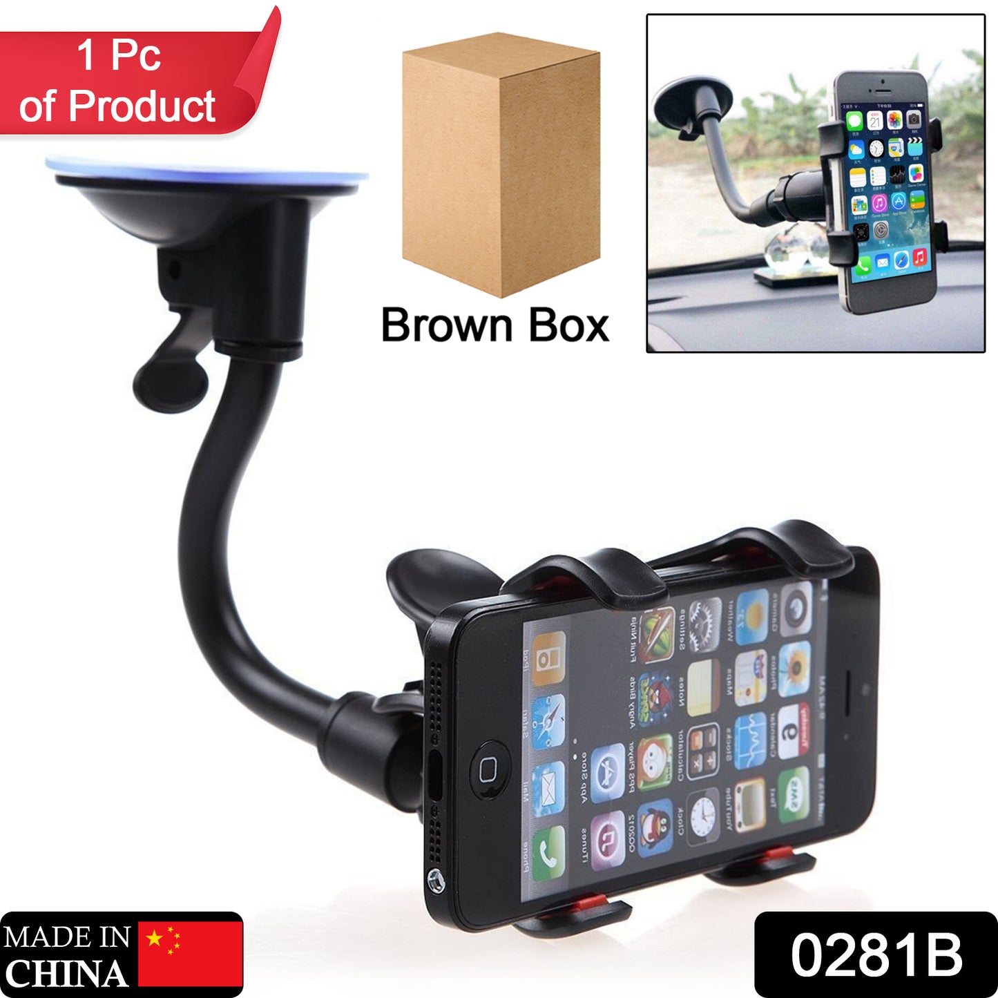 Flexible Mobile Stand with 360° Adjustment for Car and Home Use