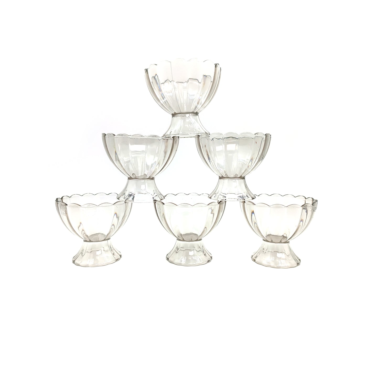 Elegant Glass Dessert Bowls - 6pcs for Ice Cream, Salad, and More