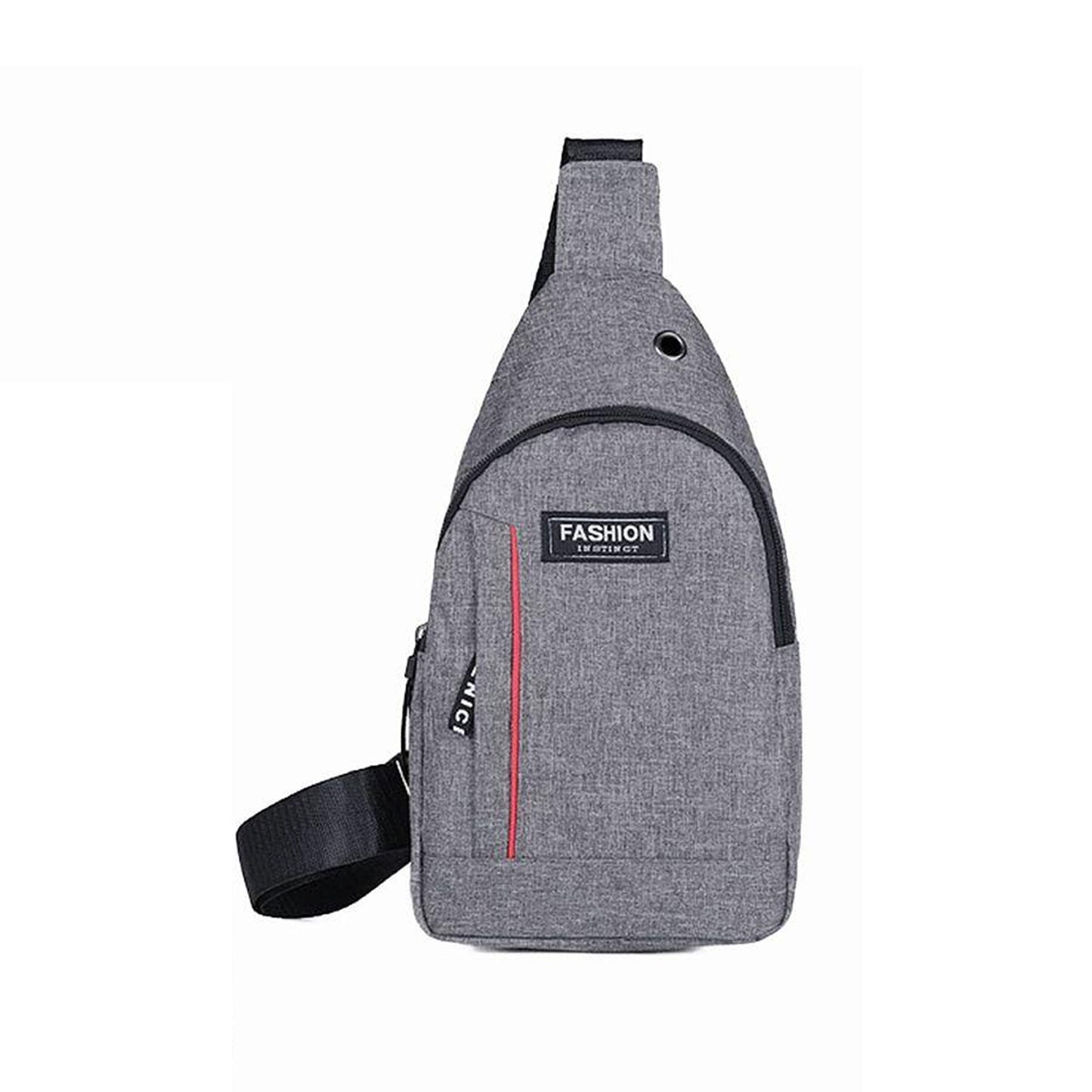 Grey Waterproof Anti-Theft Crossbody Sling Bag with USB Charging & Earphone Hook - Casual Fashion for Men