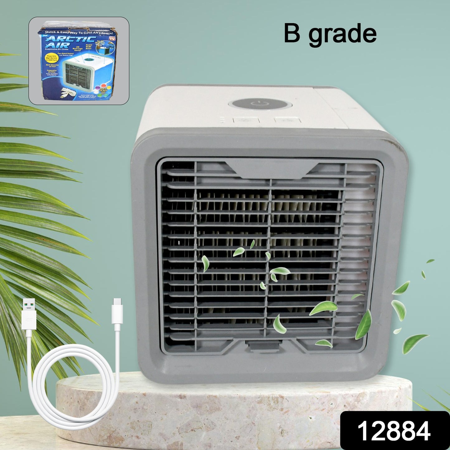 12884 Mini Portable Air Cooler Personal Space Cooler Easy To Fill Water And Mood Led Light And Portable Air Conditioner Device Cool Any Space Like Home Office (B -grade)