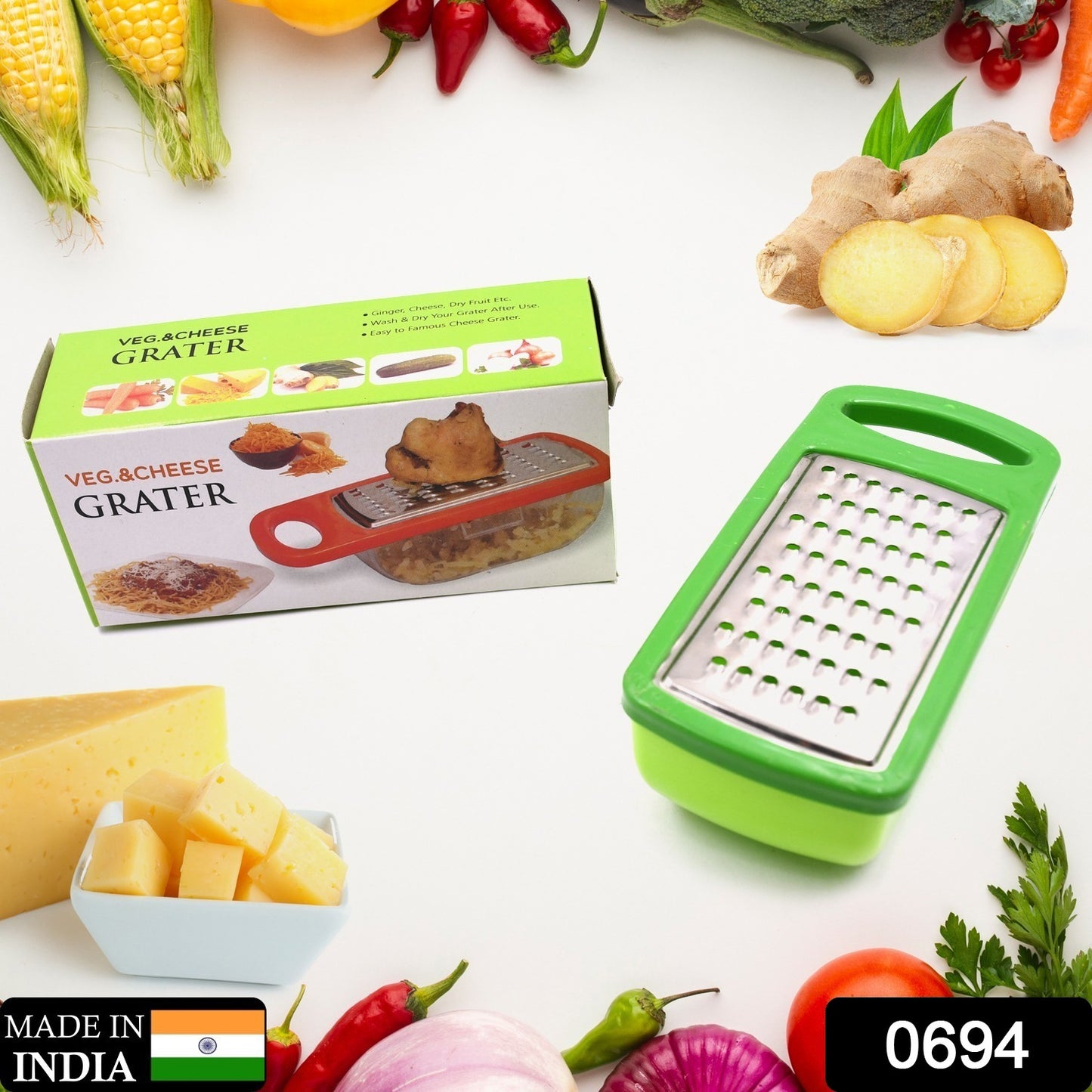 Plastic and Stainless Steel Veg & Cheese Grater with Detachable Storage Container