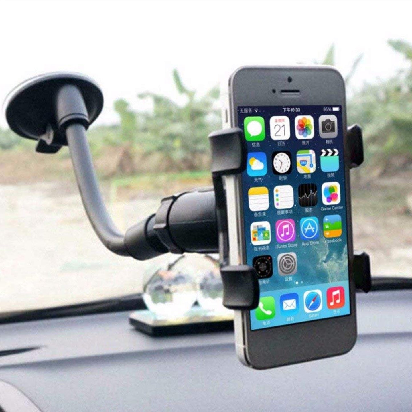 Flexible Mobile Stand with 360° Adjustment for Car and Home Use