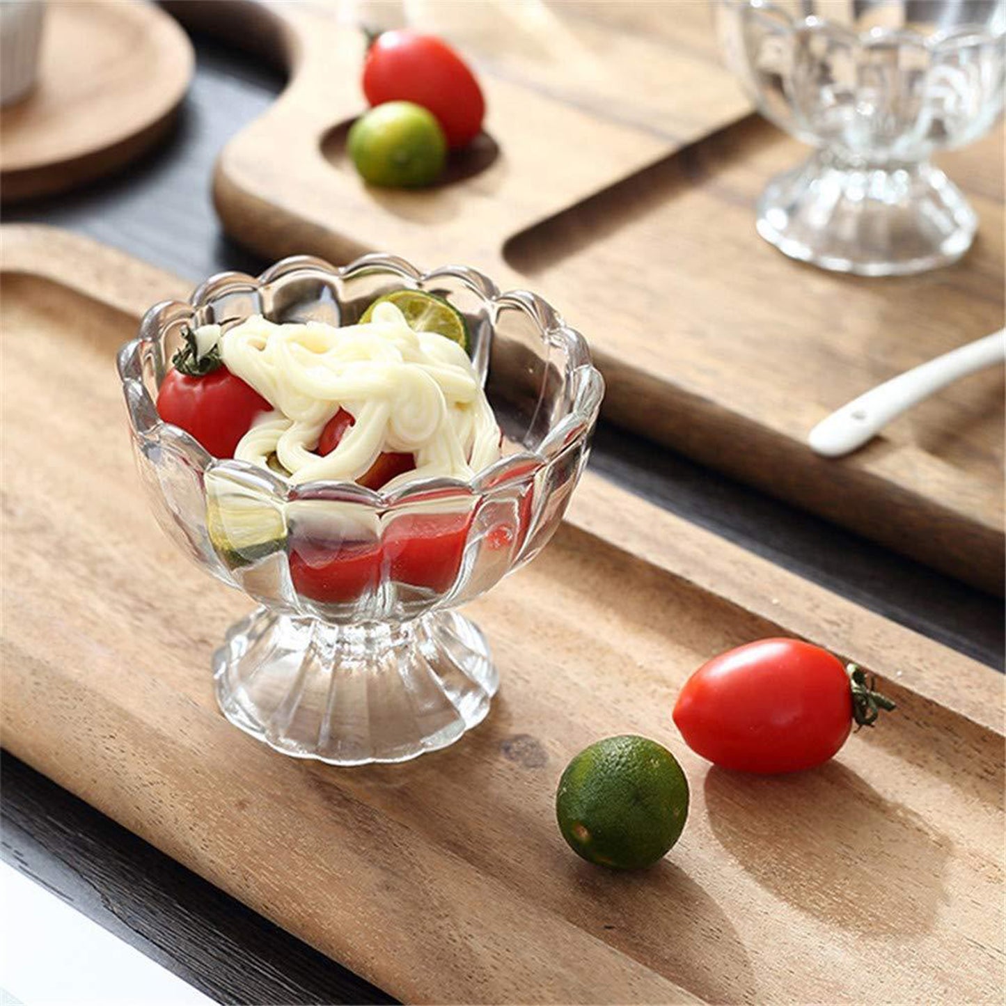 Elegant Glass Dessert Bowls - 6pcs for Ice Cream, Salad, and More