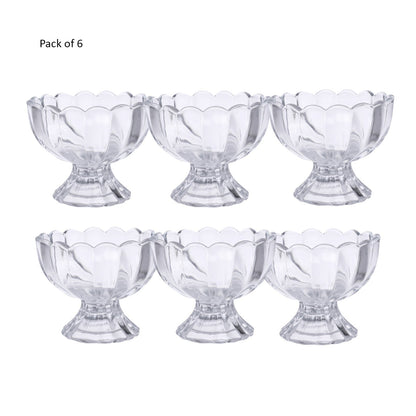 Elegant Glass Dessert Bowls - 6pcs for Ice Cream, Salad, and More